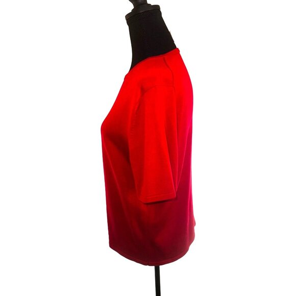 Pendleton Red Orange Silk Short Sleeve Knit Pullover Shirt Sweater Size L Luxury - Picture 4 of 7